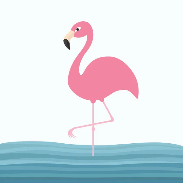 Rosafarbener Flamingo steht auf einem Bein — Stockvektor