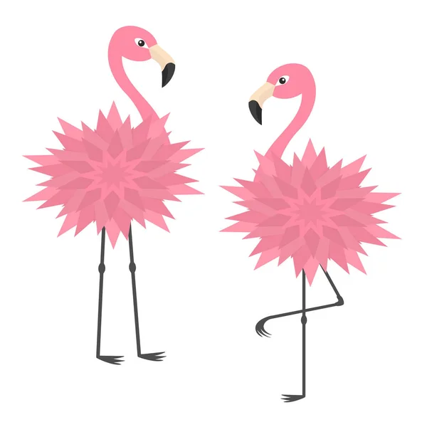Two pink flamingo set — Stock Vector