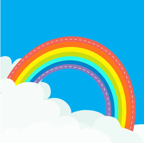 Rainbow in sky with dash line contours — Stock Vector
