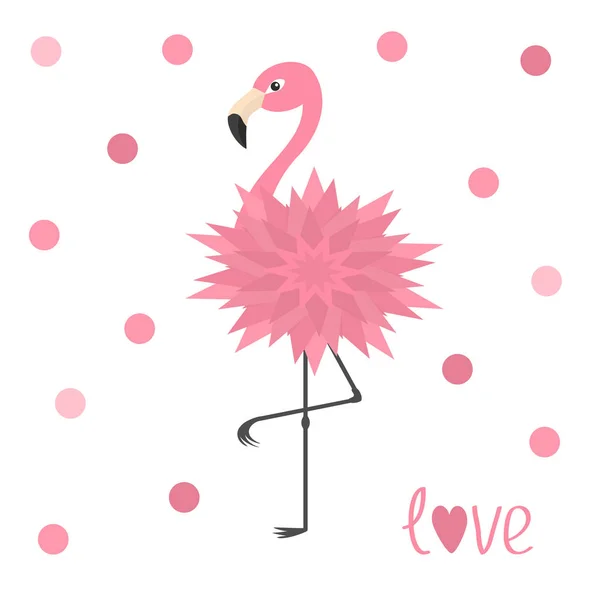 Pink flamingo standing on one leg — Stock Vector