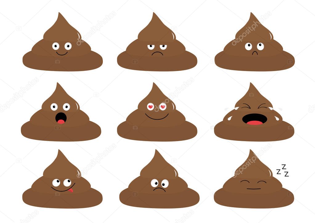Cute poop emoji set