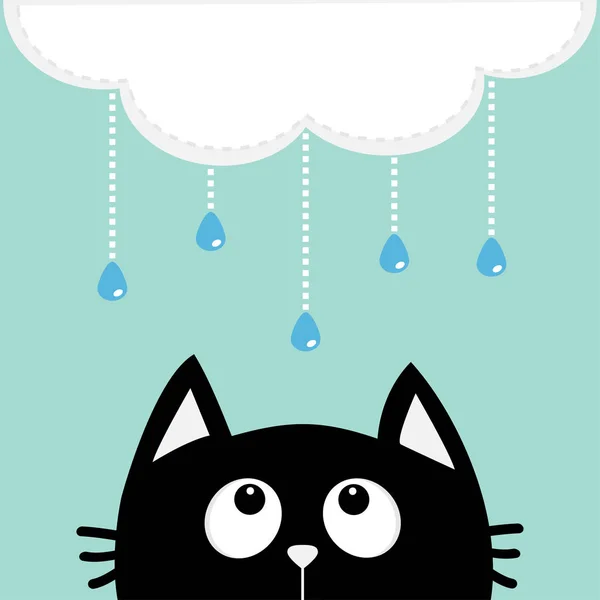 Gato mirando a la nube con gotas — Archivo Imágenes Vectoriales