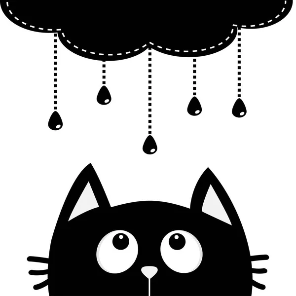 Gato mirando a la nube con gotas — Archivo Imágenes Vectoriales