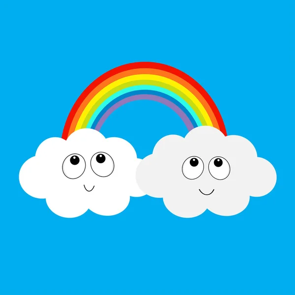 Regenbogen und zwei Wolken — Stockvektor