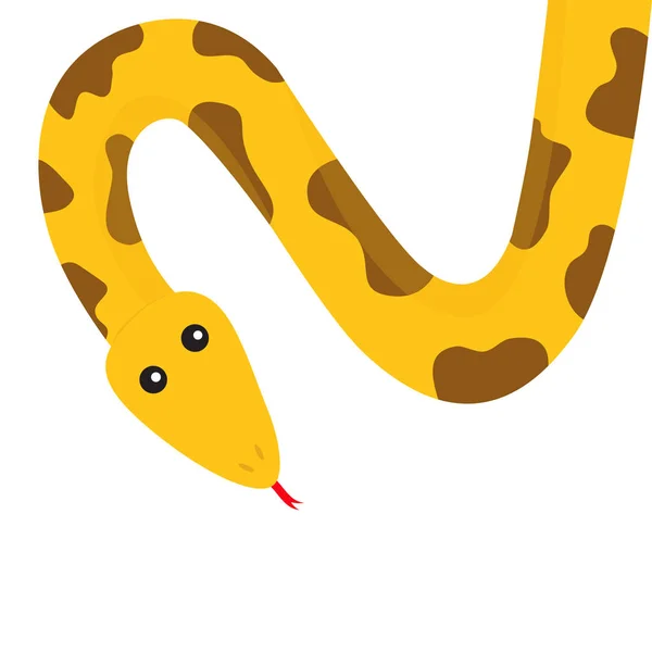 Yellow python snake with red tongue — Stock Vector