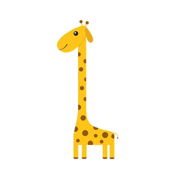 smiling yellow giraffe with spots an long neck