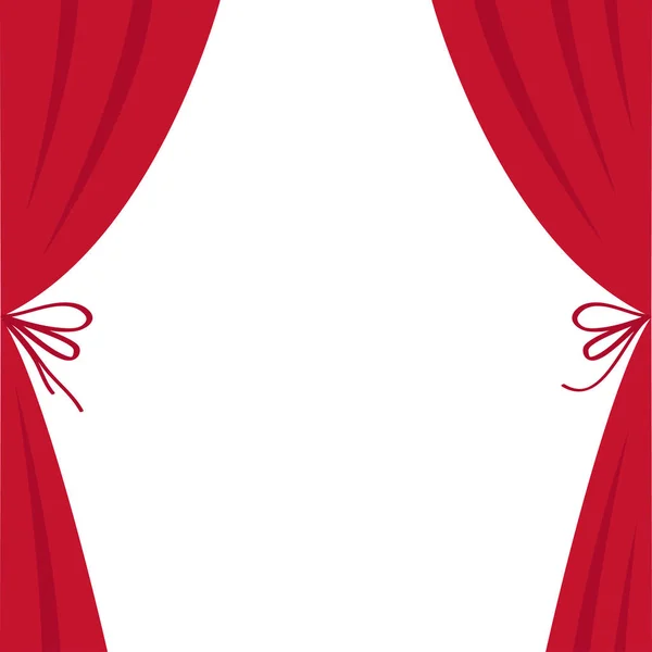 Cortina de teatro de seda roja abierta — Vector de stock