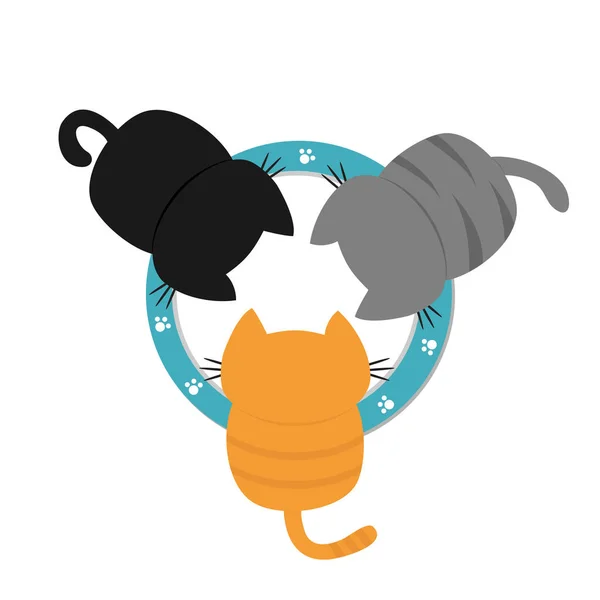 Gatitos beber leche de cuenco — Vector de stock