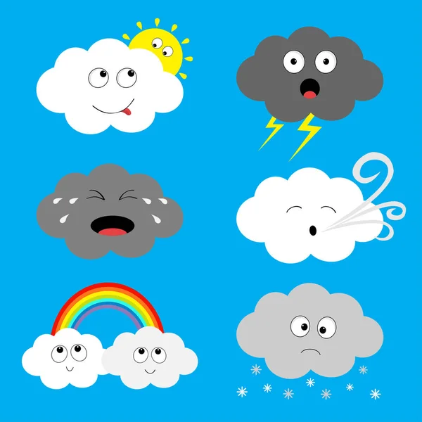 Nube emoji icono conjunto — Archivo Imágenes Vectoriales
