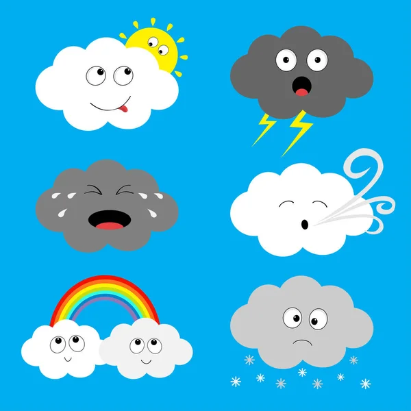 Symbolset für Cloud-Emojis — Stockvektor