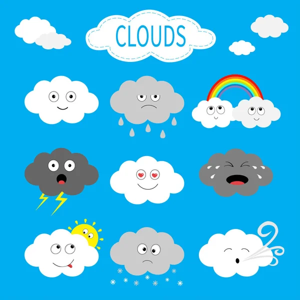 Symbolset für Cloud-Emojis — Stockvektor