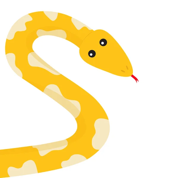 Yellow python snake with red tongue — Stock Vector