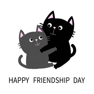 siyah ve Gri kedi ile tebrik kartı