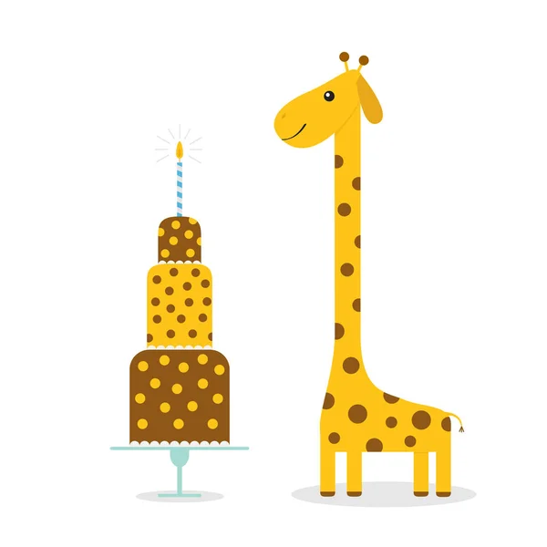 Жираф і торт на день народження — стоковий вектор