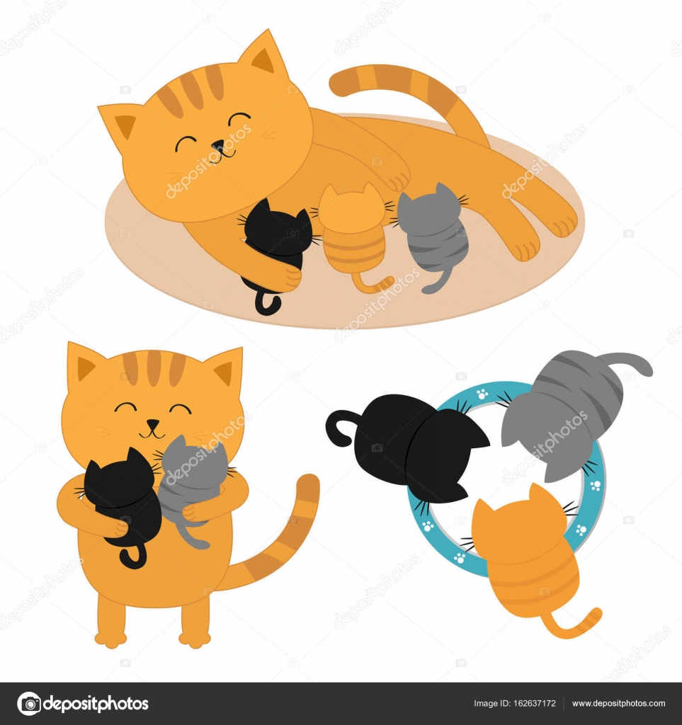 Cute cat family — Stock Vector © worldofvector #162637172