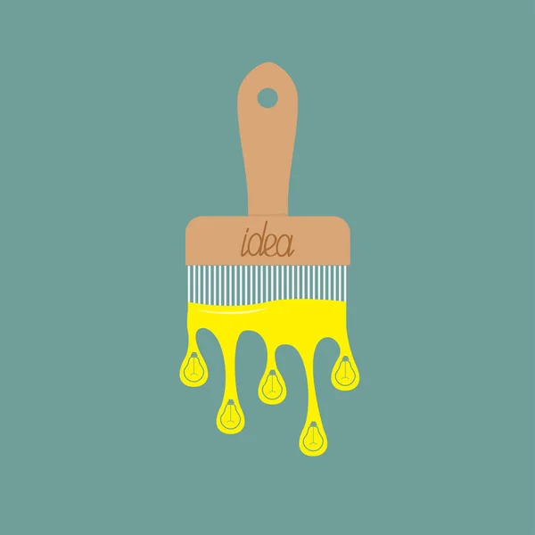 Sarı ampul damla ile boya fırçası — Stok Vektör