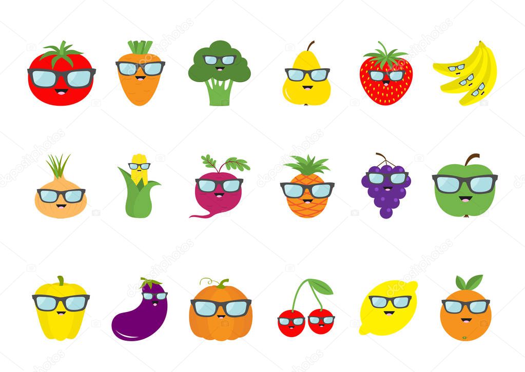 set of Fruits and vegetables 