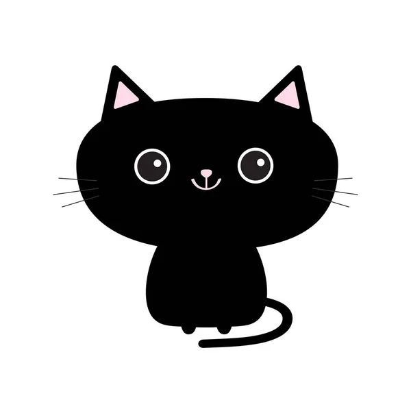 Lindo gato negro icono . — Vector de stock