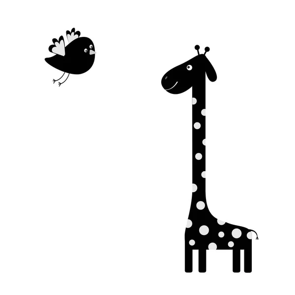 Жираф с летающей птицей — стоковый вектор