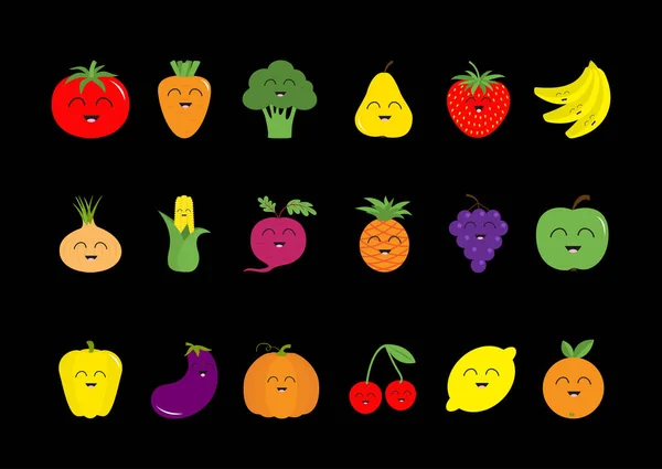 Conjunto de frutas e legumes — Vetor de Stock