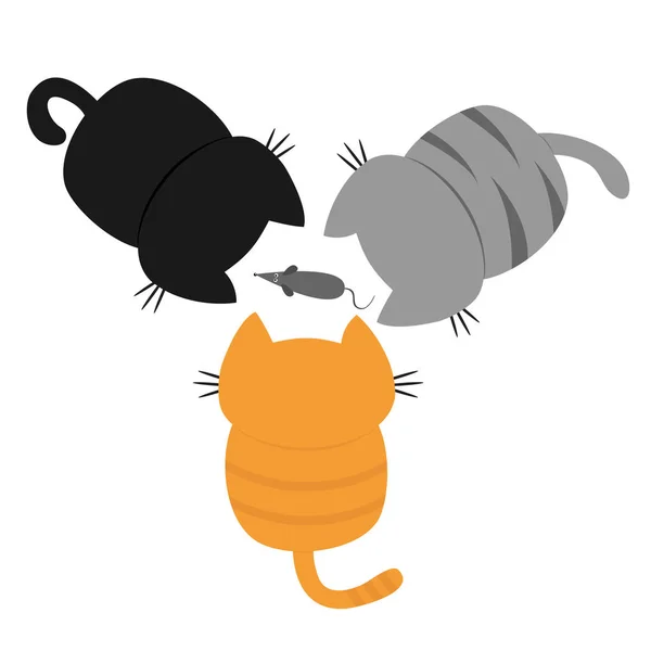 Tři koťata při pohledu na myš. — Stockový vektor