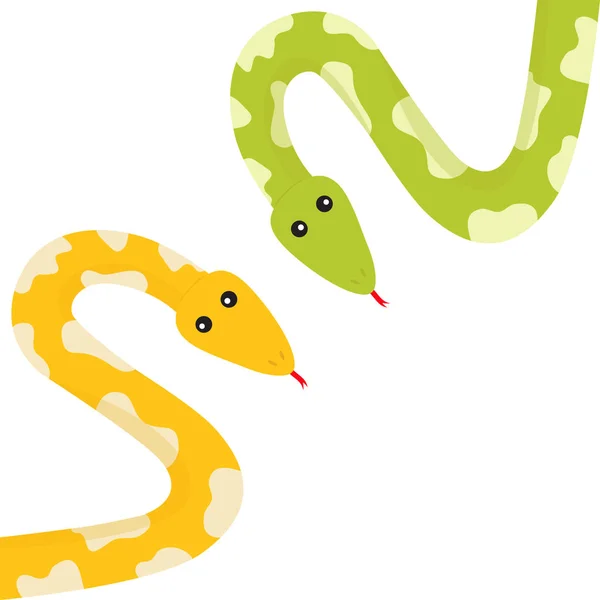 Couleuvres python jaunes et vertes — Image vectorielle