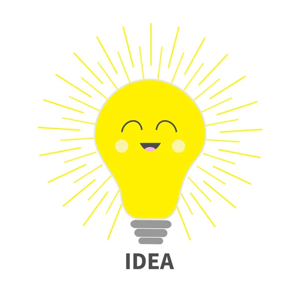 Idee-lampje met blij gezicht — Stockvector