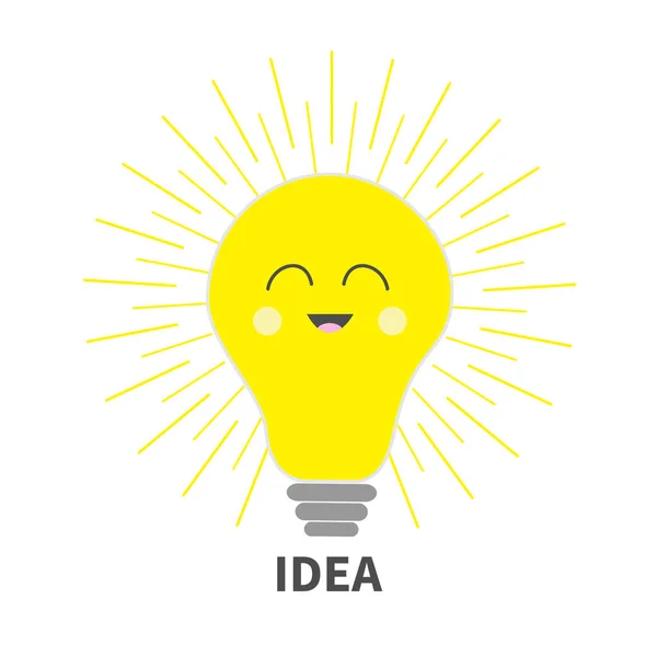 Idea bombilla con cara feliz — Vector de stock