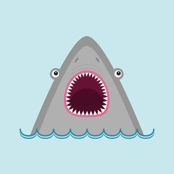 Cara de cabeza de tiburón con gran boca abierta — Vector de stock