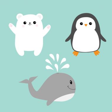 Kutup kutup hayvan Icon set. 