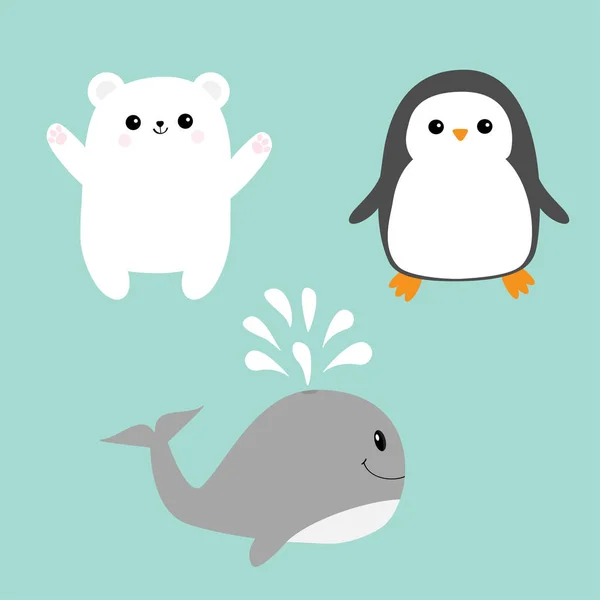 Arctic polar animal icon set. — Stock Vector