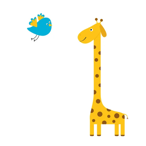 Giraff med plats. Flygande fågel. — Stock vektor