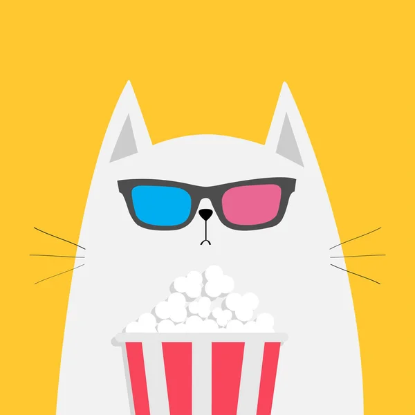 Gato blanco con gafas de sol — Vector de stock