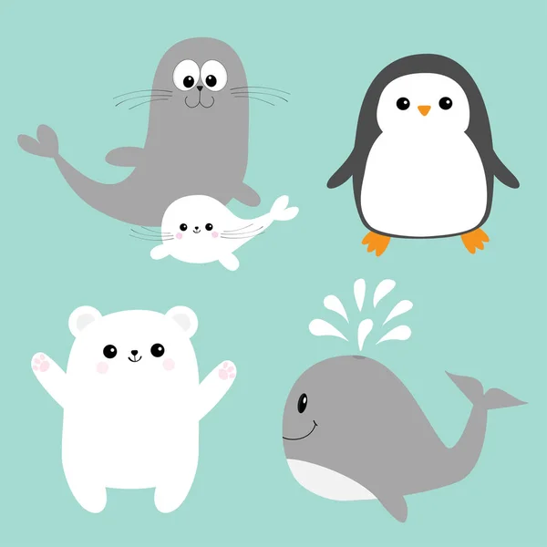 Set di icone animali polari artici . — Vettoriale Stock