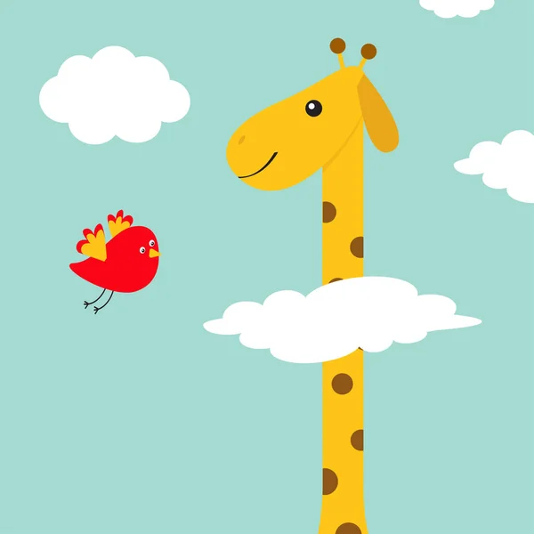 Giraff med plats. Flygande fågel — Stock vektor