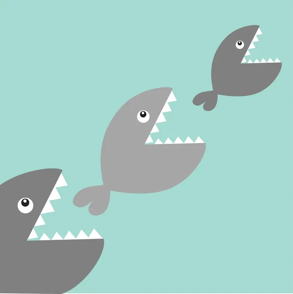 Ψάρια που τρώνε ο ένας τον άλλον. — Διανυσματικό Αρχείο