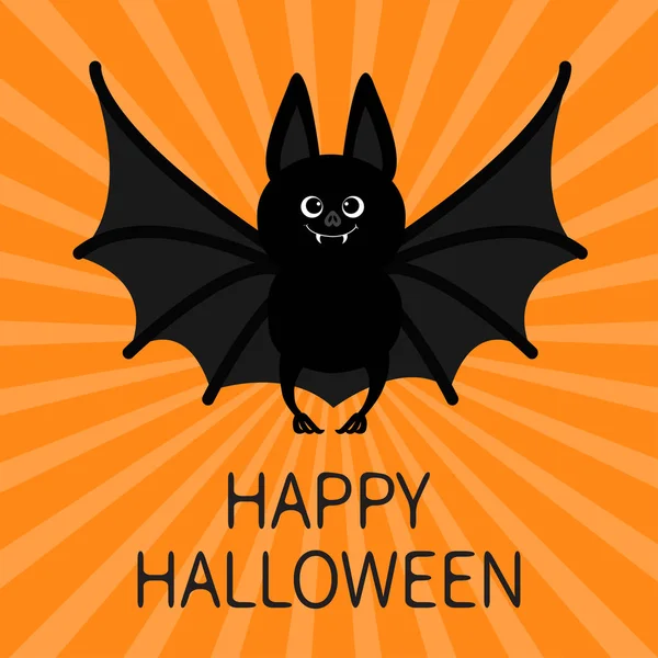 Bonne carte d'Halloween avec chauve-souris dessin animé — Image vectorielle