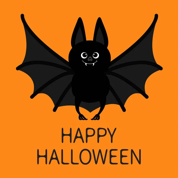 Happy Halloween kort med tecknad bat — Stock vektor