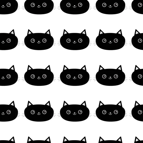 Patrón catsLine negro sin costura . — Vector de stock