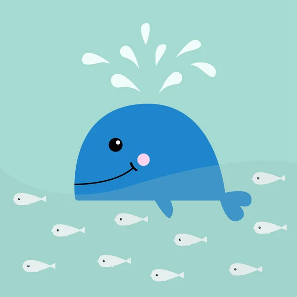 Modrá velryba s fontánou — Stockový vektor