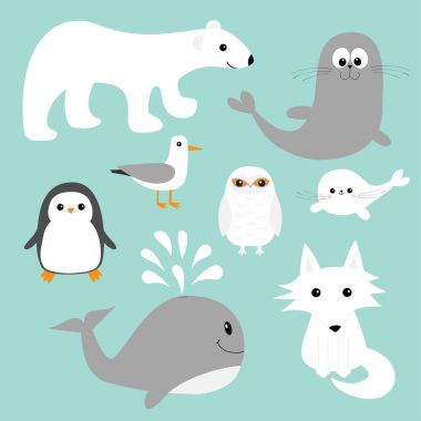 Kutup kutup hayvanları seti.