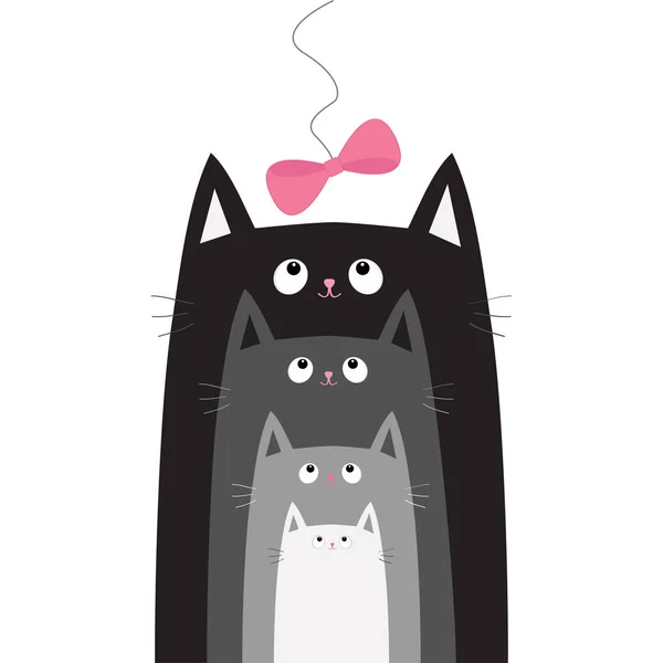 Gatos de dibujos animados en fila — Vector de stock