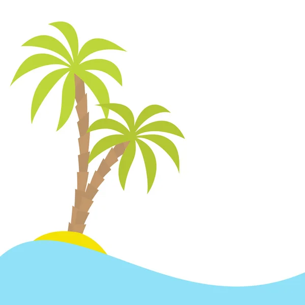 Two palms tree on island — Stock Vector
