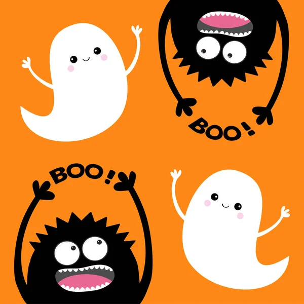 Šťastný Halloween kartu s boo text — Stockový vektor