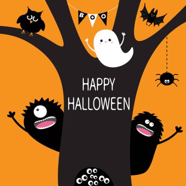 Mutlu Cadılar Bayramı kartı ile canavar