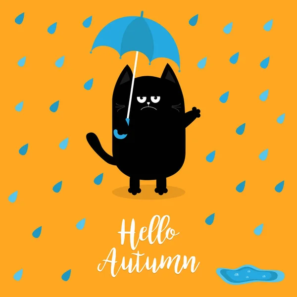 Bonjour carte d'automne avec animal de dessin animé — Image vectorielle