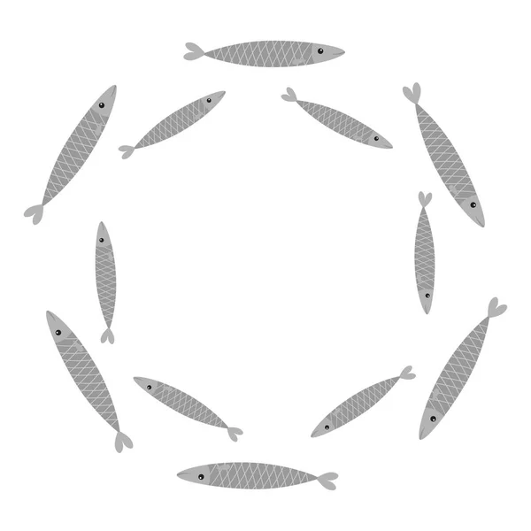 Sardine grijze vis set — Stockvector