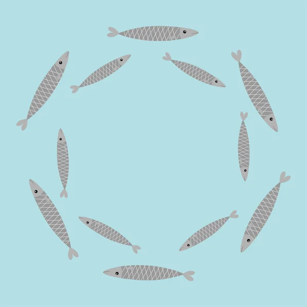 Sardin grå fisk set — Stock vektor
