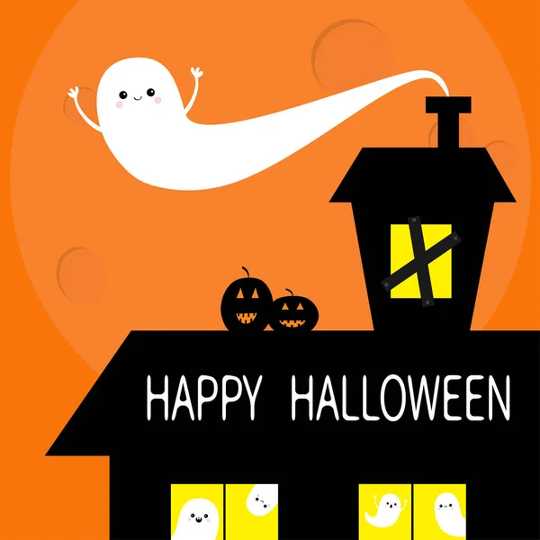 Happy Halloween cartoon kaartsjabloon — Stockvector