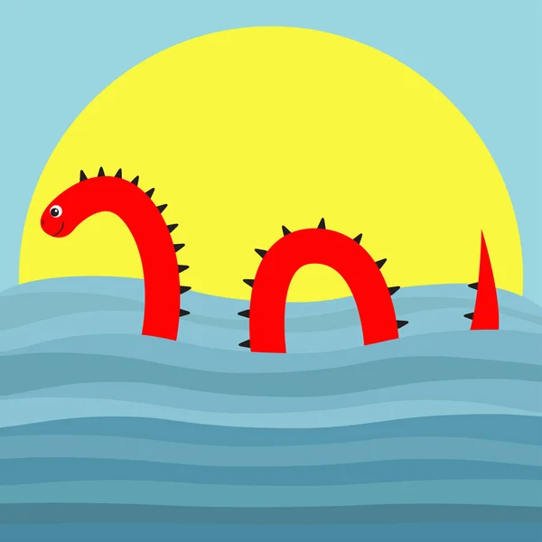 Dibujos animados monstruo de agua con espinas — Vector de stock